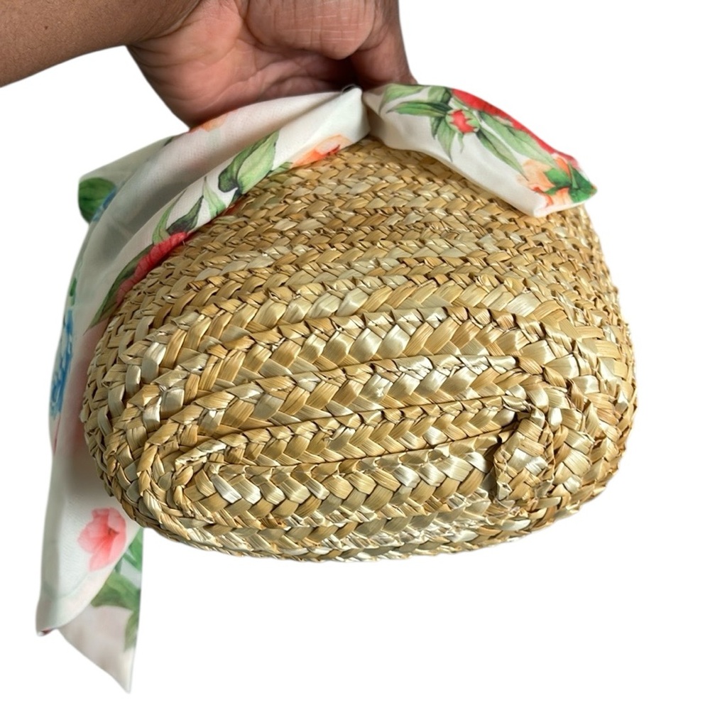Floral Wheat Straw Crossbody Bag - Picture 4 of 9